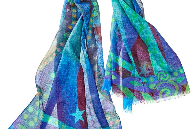 Alpine Cashmere Featherweight Cirque Shawl in Turquoise Blue