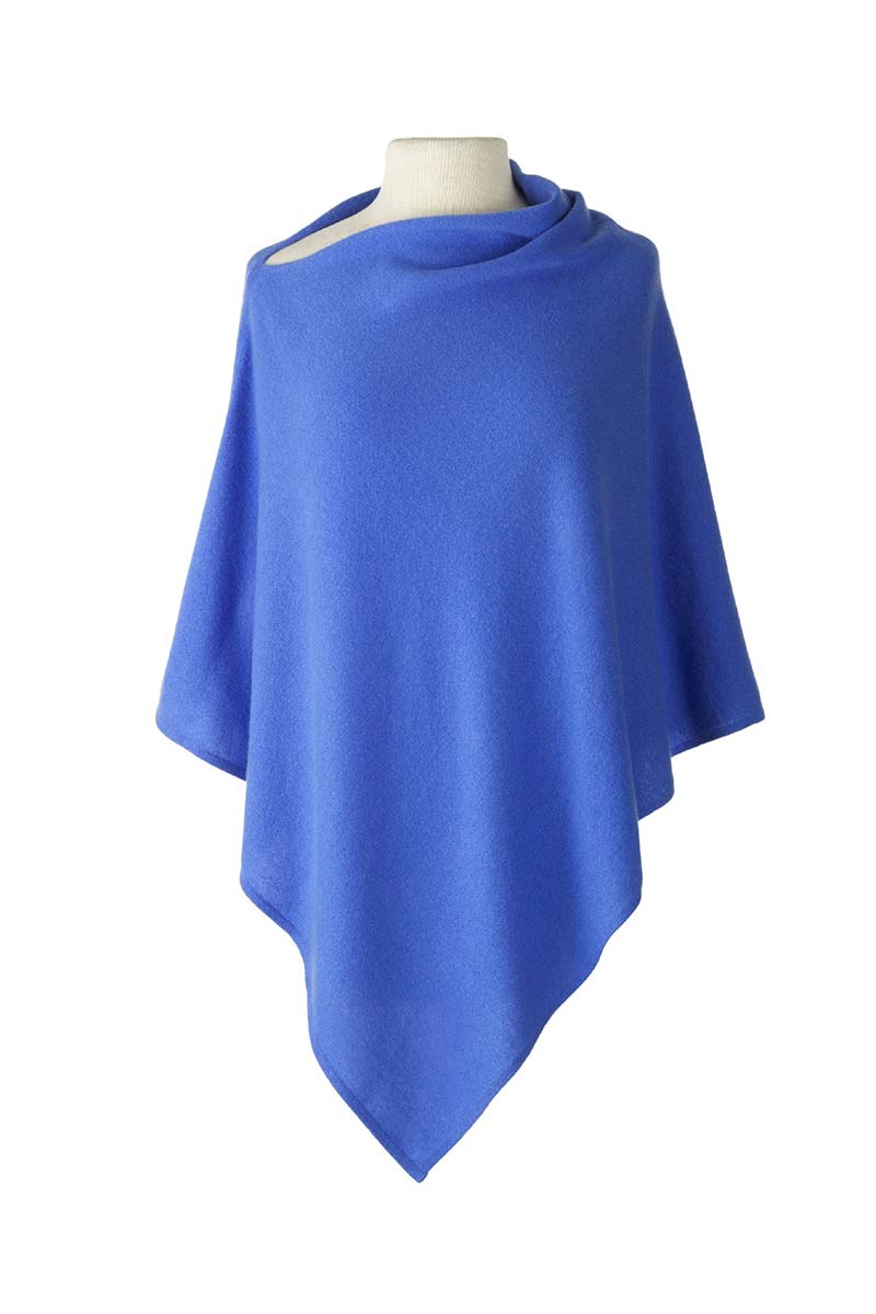 Alpine Cashmere's Classic Poncho in Cornflower Blue