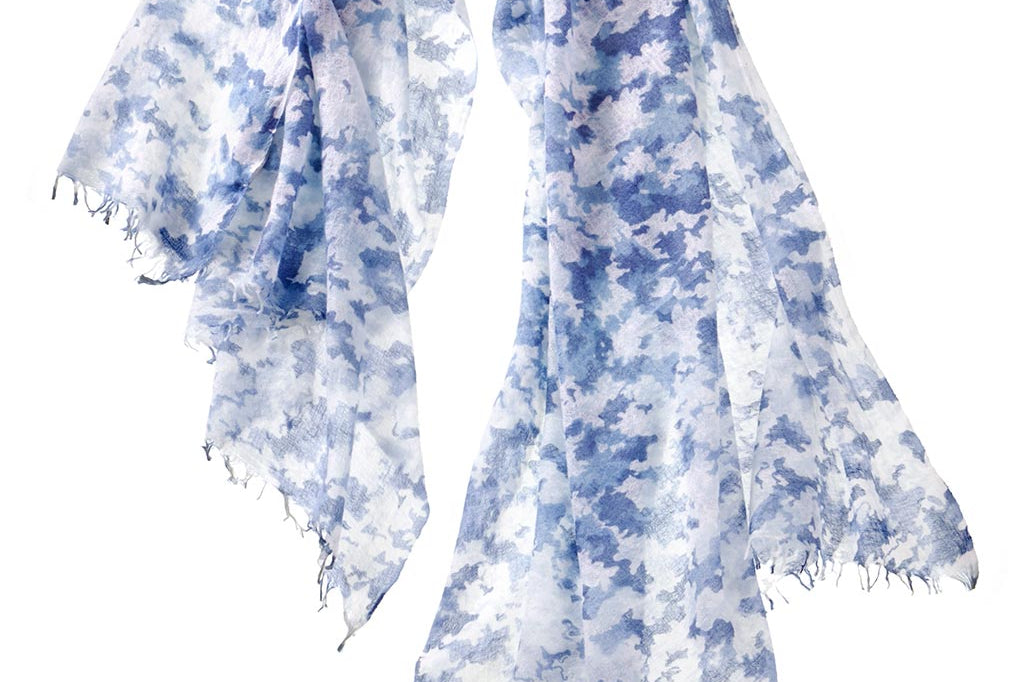 Alpine Cashmere Clouds Scarf in Blues