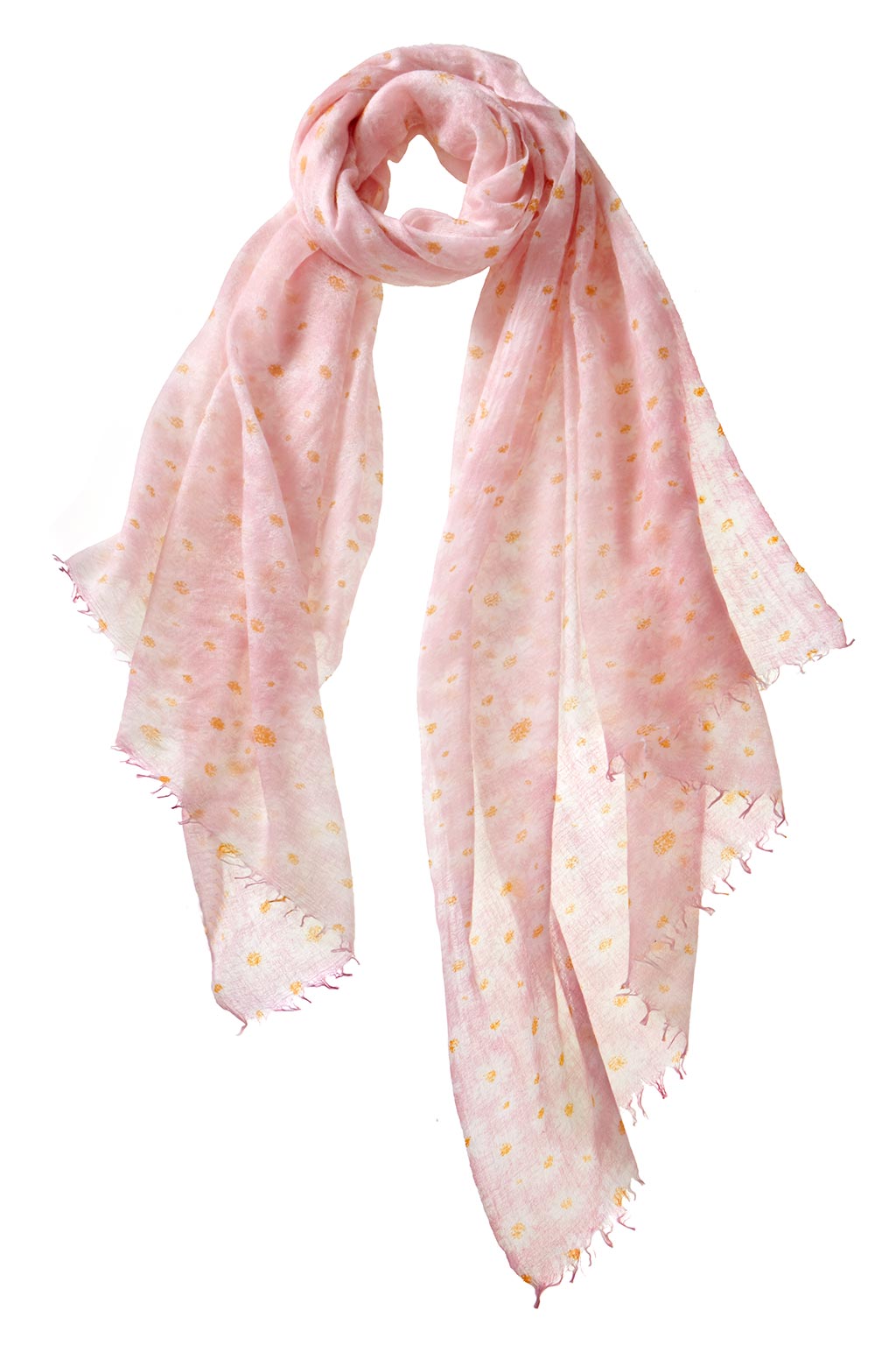 Alpine Cashmere daisy print scarf in pink lemonade