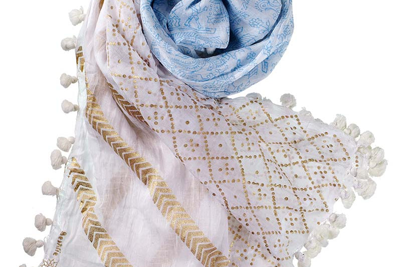 Alpine Cashmere Fairy Tales Printed Dupatta in Blue