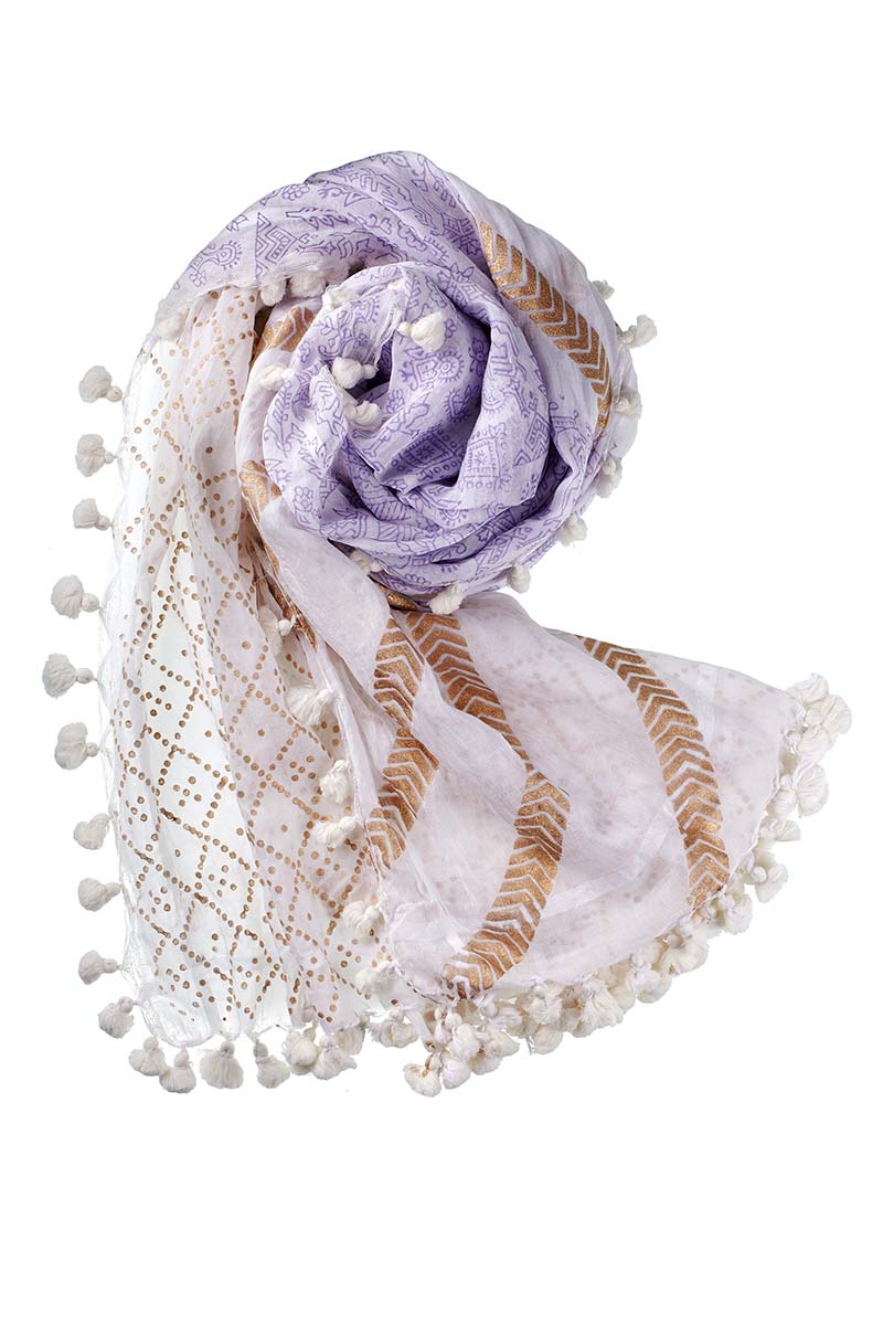 Alpine Cashmere Fairy Tales Printed Dupatta in Lavender