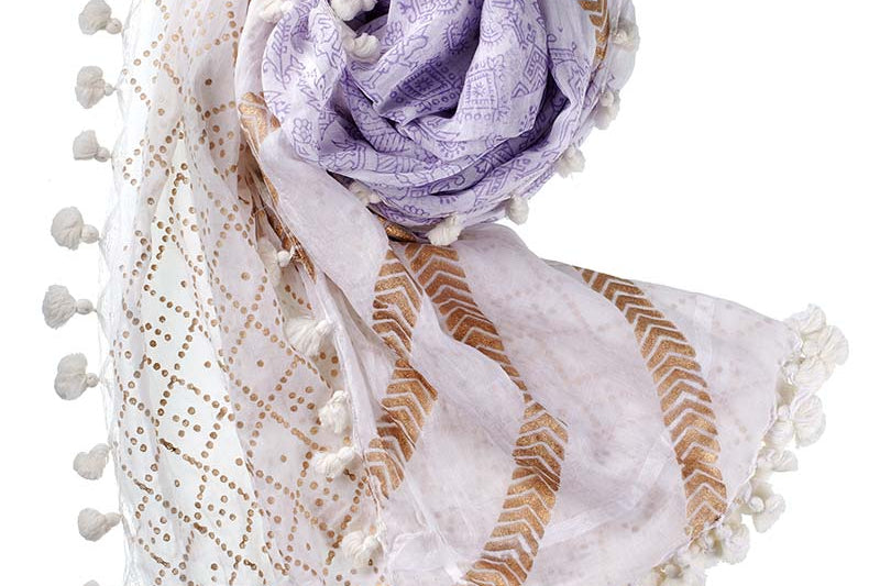 Alpine Cashmere Fairy Tales Printed Dupatta in Lavender