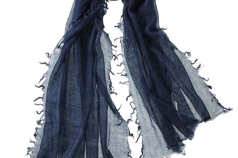 Alpine Cashmere Featherweight Alta Scarf in Indigo Blue Melange 