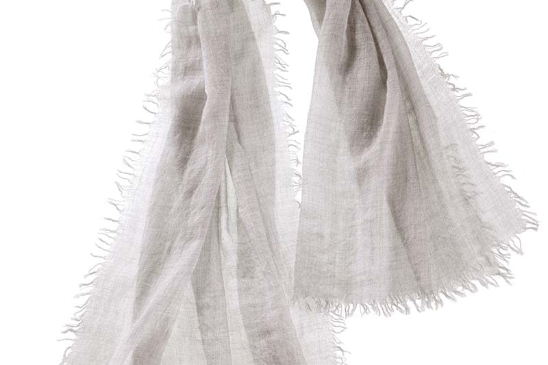 Alpine Cashmere Featherweight Alta Scarf in Pearl Melange Gray