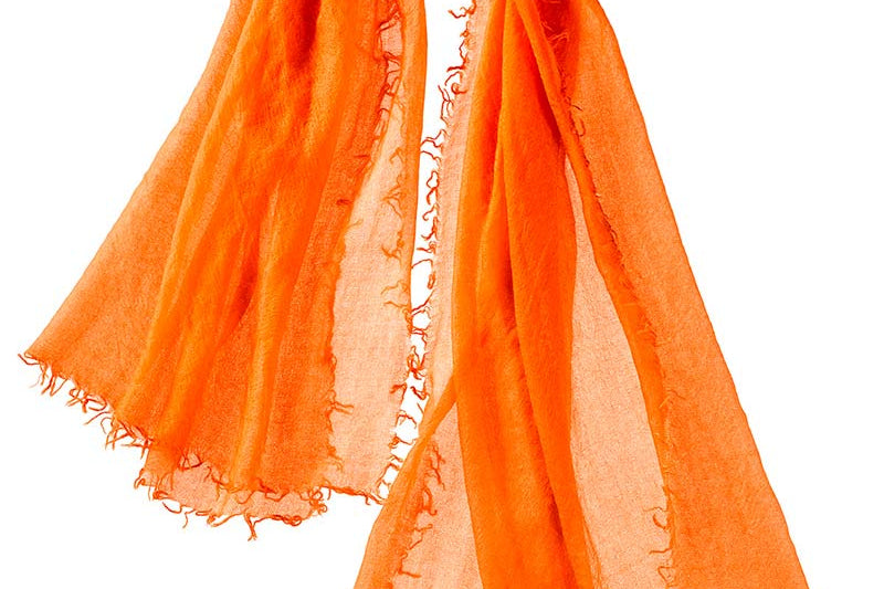 Alpine Cashmere Featherweight Alta Scarf in Pumpkin Orange
