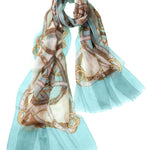 Alpine Cashmere's Featherweight Cinta Scarf in Aqua Blue and Blush Pink