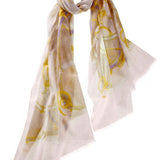 Alpine Cashmere's Featherweight Cinta Scarf in Blossom and Camel