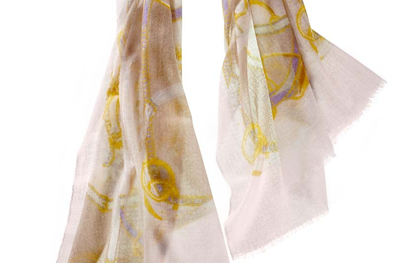 Alpine Cashmere's Featherweight Cinta Scarf in Blossom and Camel