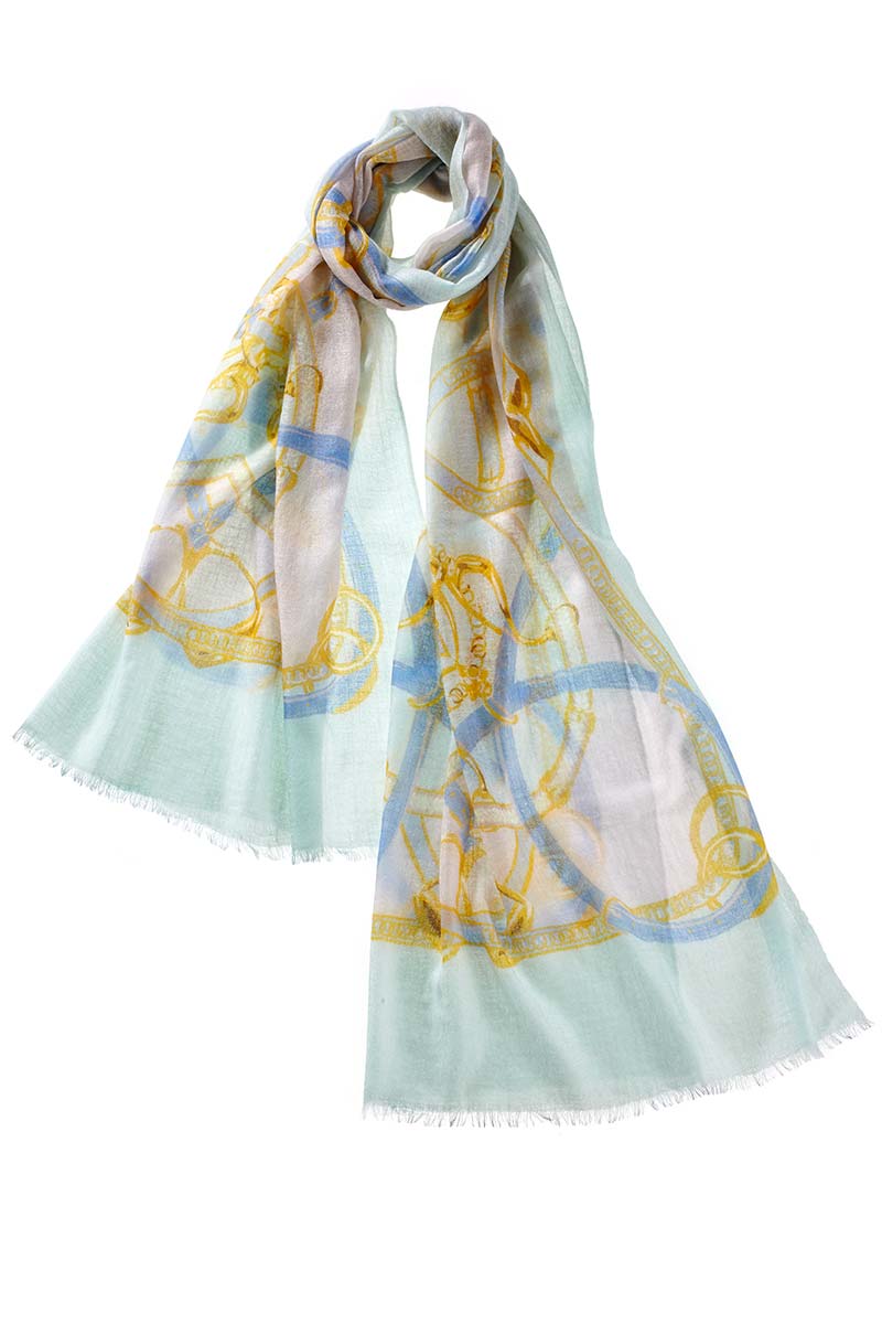 Alpine Cashmere's Featherweight Cinta Scarf in Ice Blue and Petal Pink