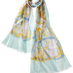 Alpine Cashmere's Featherweight Cinta Scarf in Ice Blue and Petal Pink