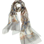 Alpine Cashmere's Featherweight Cinta Scarf in Pearl Gray and Blue