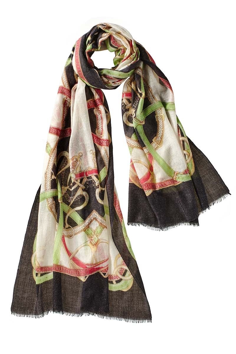 Alpine Cashmere's Featherweight Cinta Scarf in Black and Cranberry