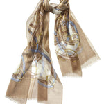 Alpine Cashmere's Featherweight Cinta Scarf in Camel and Ivory