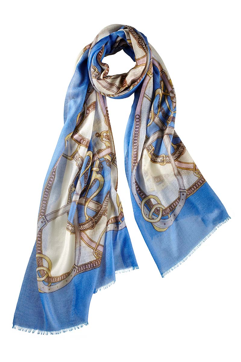 Alpine Cashmere's Featherweight Cinta Scarf in Lake Blue and Blush Pink