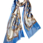 Alpine Cashmere's Featherweight Cinta Scarf in Lake Blue and Blush Pink