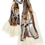 Alpine Cashmere's Featherweight Cinta Scarf in Navy Blue and Ivory