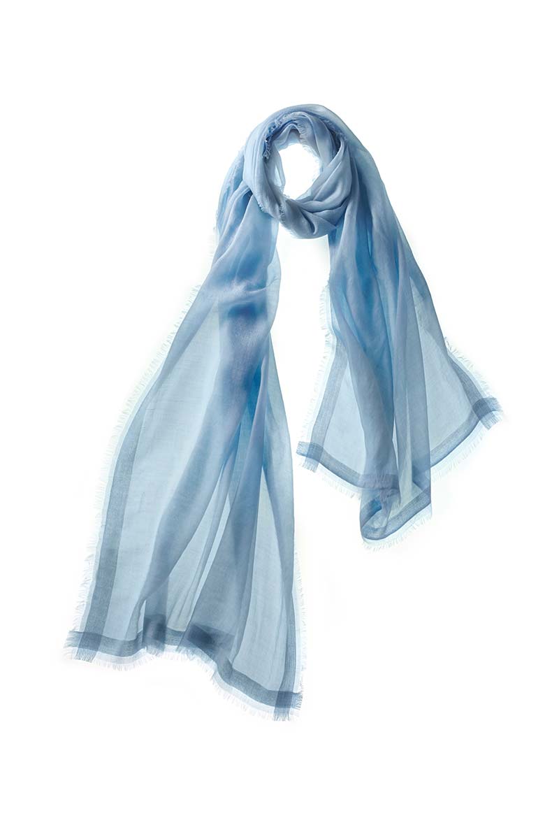 Alpine Cashmere Featherweight Finezza Scarf in Blue Mist