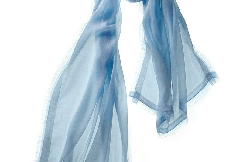 Alpine Cashmere Featherweight Finezza Scarf in Blue Mist
