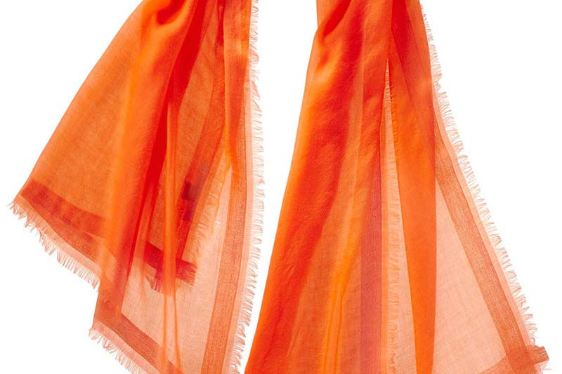 Alpine Cashmere Featherweight Finezza Scarf in Clementine Orange