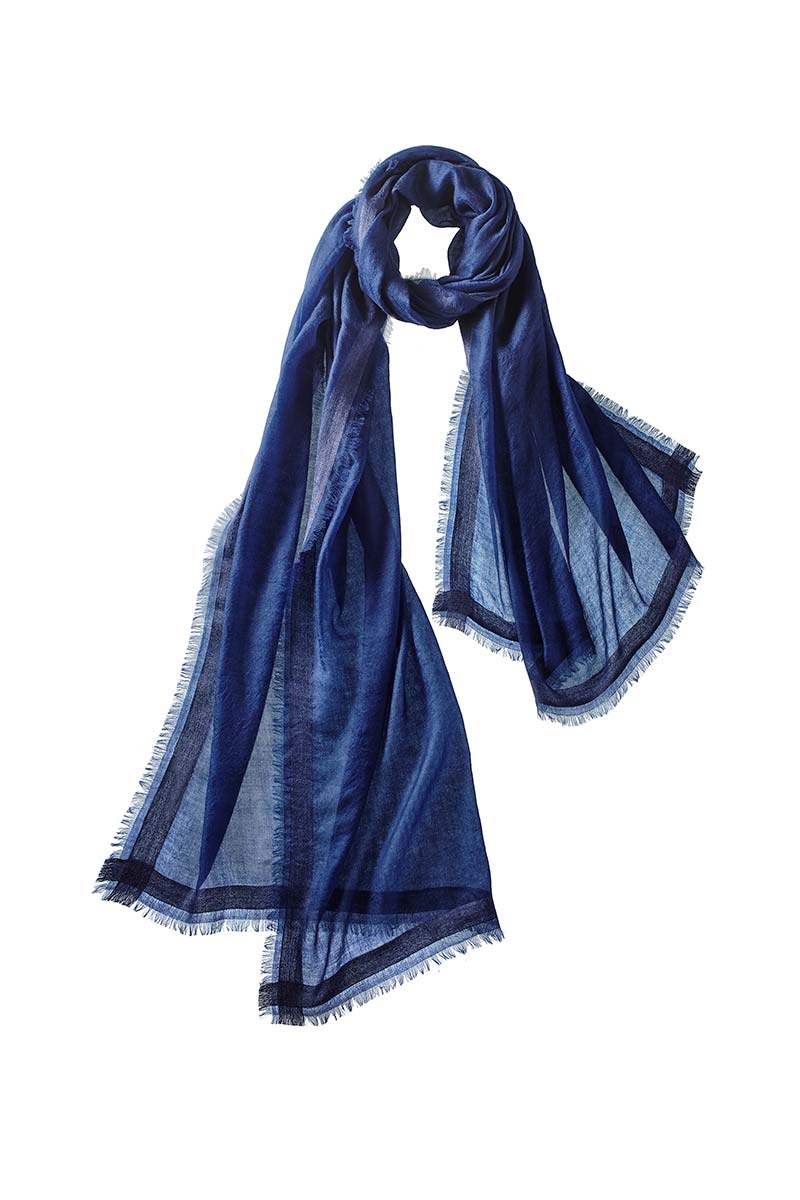 Alpine Cashmere Featherweight Finezza Scarf in Navy Blue