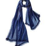 Alpine Cashmere Featherweight Finezza Scarf in Navy Blue