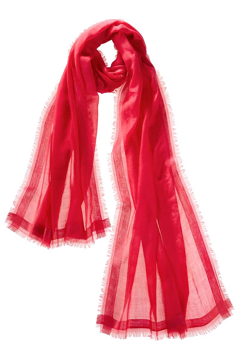 Alpine Cashmere Featherweight Finezza Scarf in Watermelon Red