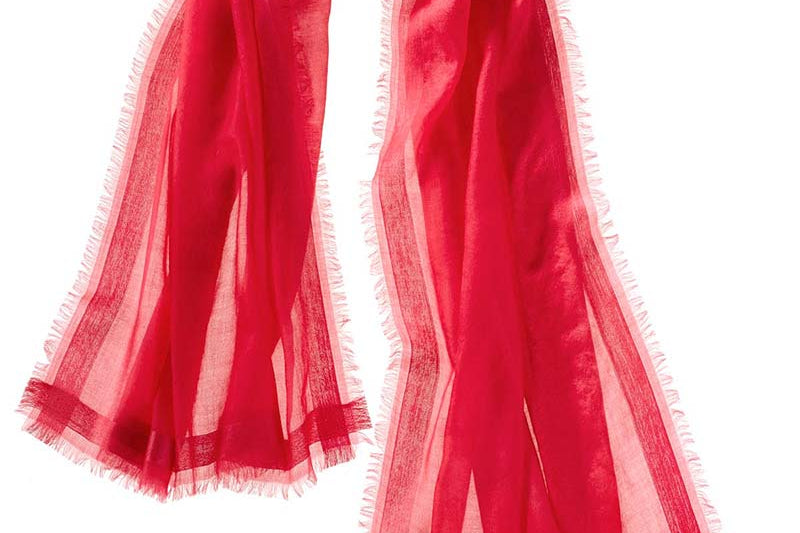 Alpine Cashmere Featherweight Finezza Scarf in Watermelon Red