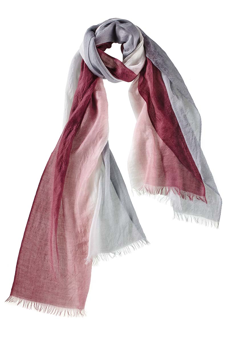 Alpine Cashmere Ombre Scarf in Crimson and Charcoal