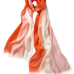 Alpine Cashmere Ombre Scarf in Papaya and Ecru