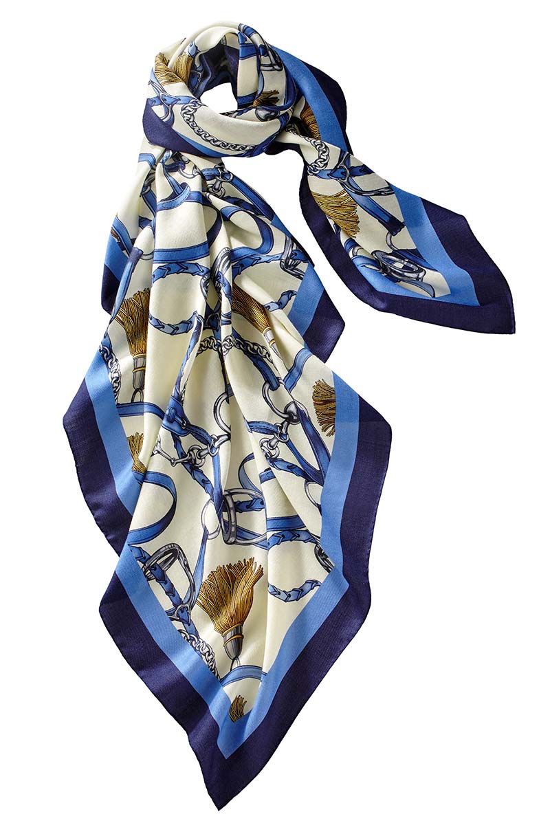 Alpine Cashmere's Made in Italy Grande Firenze Square Scarf in Royal Blue