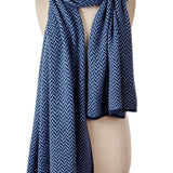 Alpine Cashmere Herringbone Travel Wrap in Admiral and Wave Blue