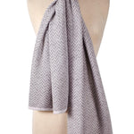 Alpine Cashmere Herringbone Travel Wrap in Birch Gray and Ivory