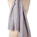 Alpine Cashmere Herringbone Travel Wrap in Birch Gray and Ivory