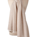 Alpine Cashmere Herringbone Travel Wrap in Oatmeal and Ivory
