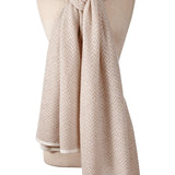 Alpine Cashmere Herringbone Travel Wrap in Oatmeal and Ivory