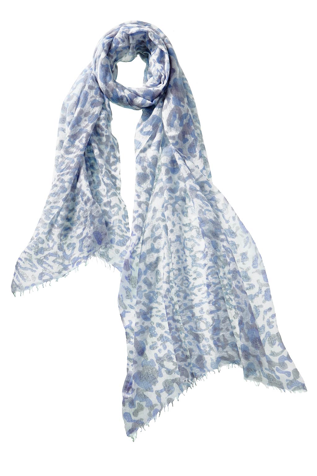 Alpine Cashmere's Leopard Scarf in Skylight