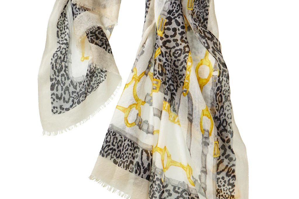 Alpine Cashmere Leopardo Scarf in Gold