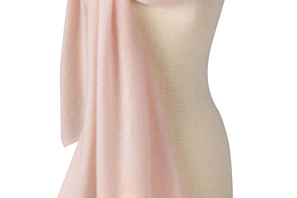 Alpine Cashmere Passport Travel Wrap in Seashell Pink