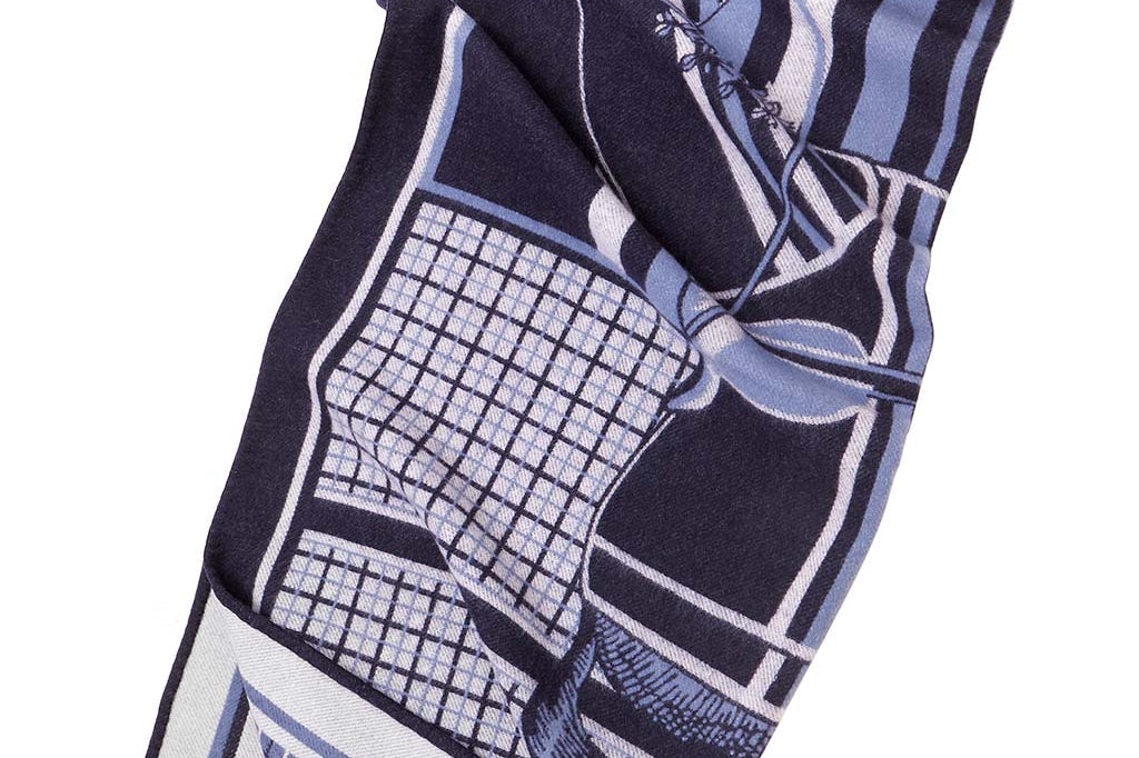Alpine Cashmere Palio Throw in Navy and Ivory