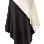 Alpine Cashmere Colorblock Poncho in Ivory and Black