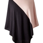 Alpine Cashmere Colorblock Poncho in Mocha and Black