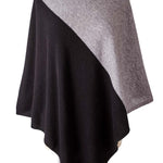 Alpine Cashmere Colorblock Poncho in Oxford and Black