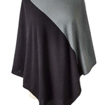 Alpine Cashmere Colorblock Poncho in Pine and Black
