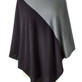 Alpine Cashmere Colorblock Poncho in Pine and Black