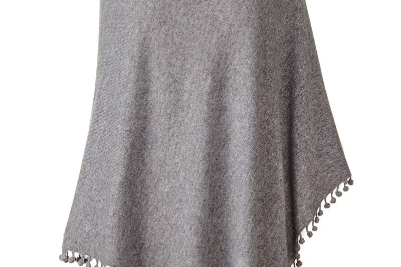 Alpine Cashmere Pom-Pom Poncho in Oxford