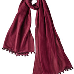 Alpine Cashmere Pom-Pom Scarf in Cordovan