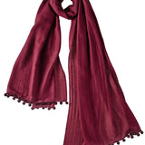 Alpine Cashmere Pom-Pom Scarf in Cordovan