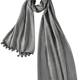 Alpine Cashmere Pom-Pom Scarf in Granite Gray