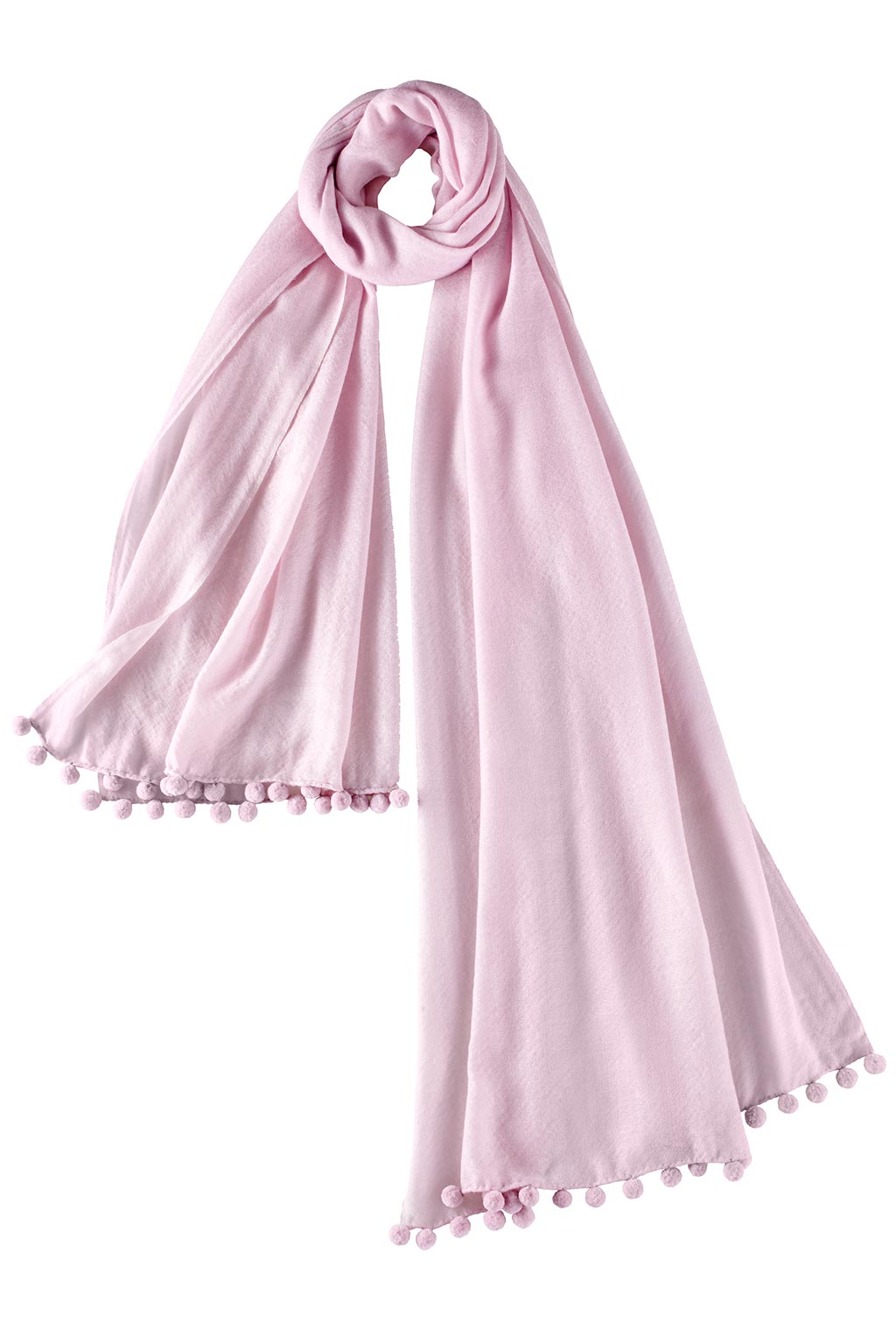 Alpine Cashmere Pom-Pom Scarf in Parfait Pink